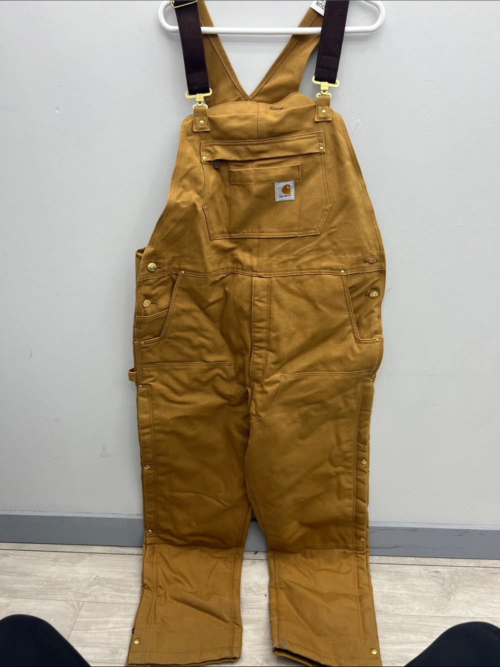 Carhartt Brown/Tan Duck Bib Overalls with Dark Straps